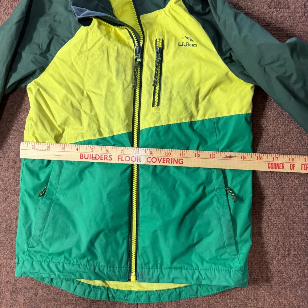 B+ LL Bean Kids Green Yellow Colorblock Rain Jacket Shell Size 6X/7 518230